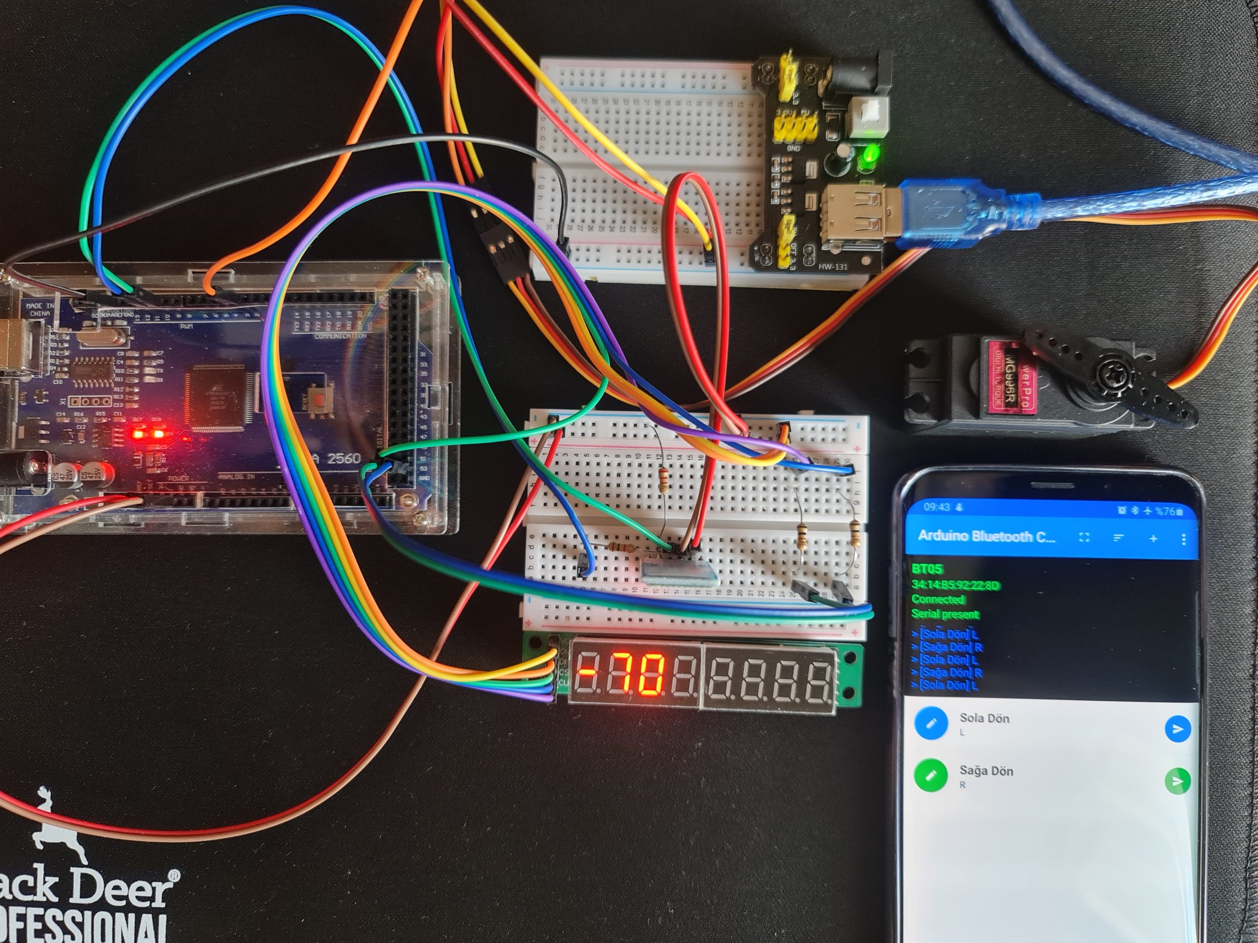 Bluetooth Kontrollü Servo Motor
